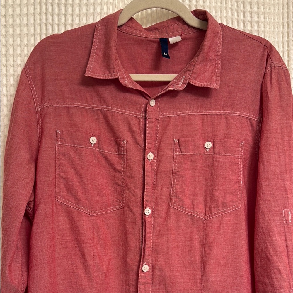 Divided Red Button-Up Shirt - Picture 3 of 8